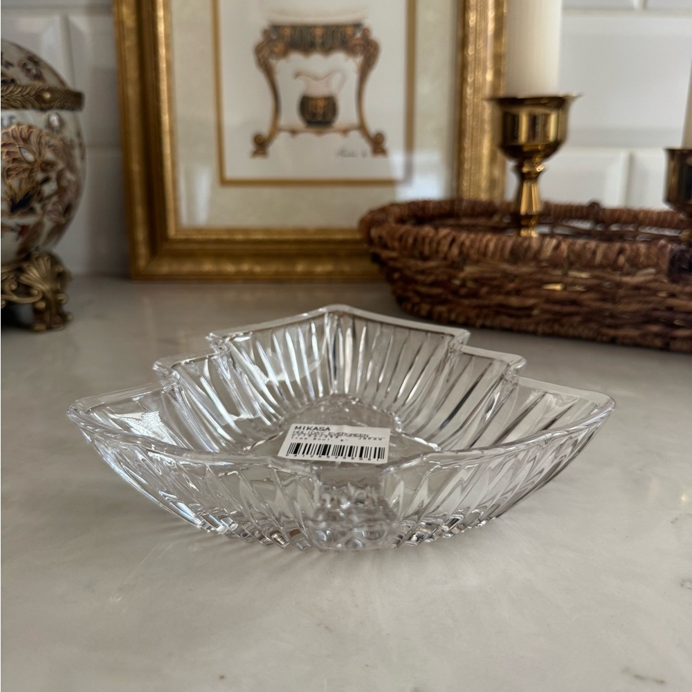 Mikasa Crystal Holiday Evergreen WY153/258 Tree Bowl 8" Christmas New with tag - Picture 3 of 8